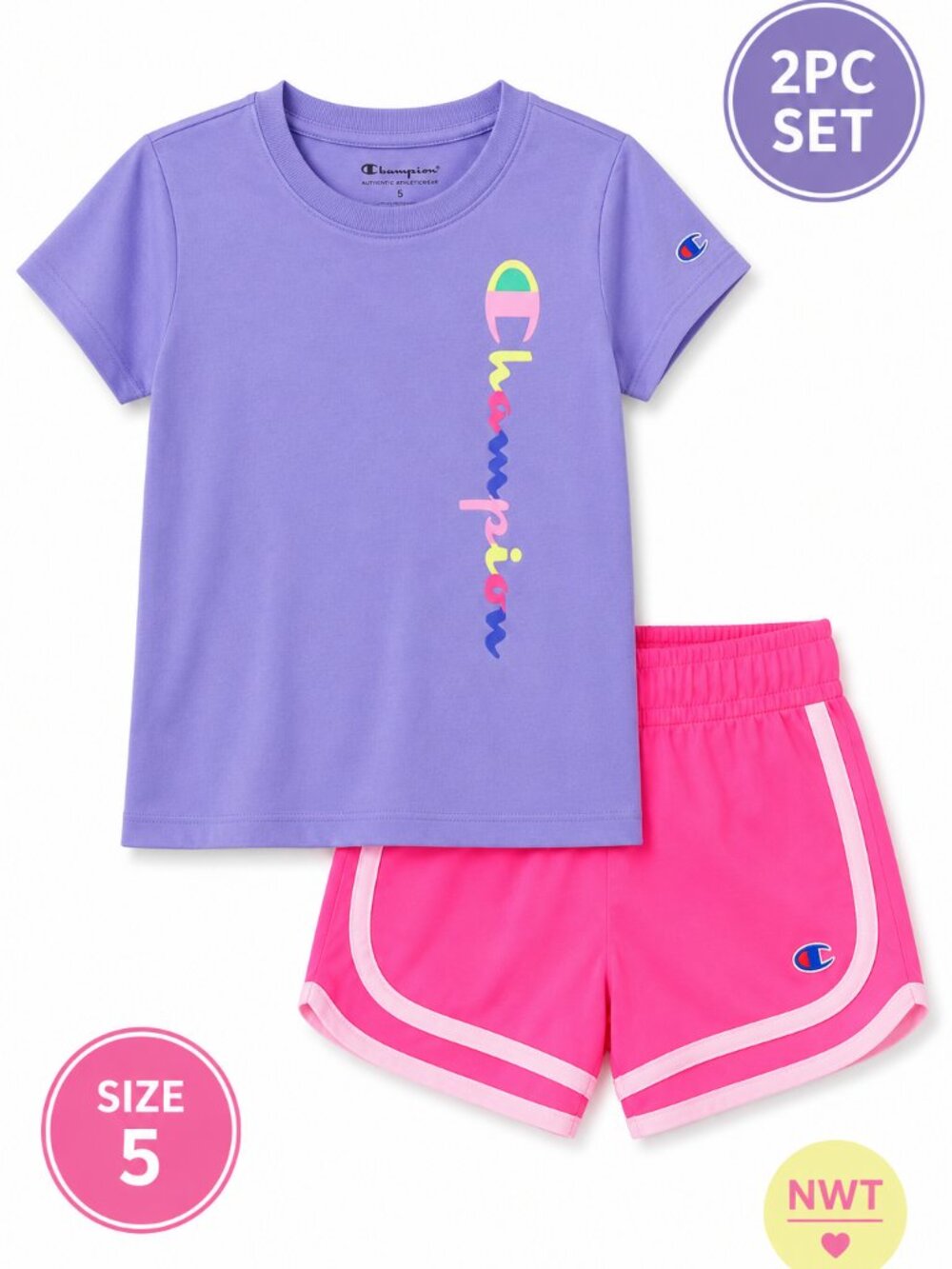 Champion Girls Athletic Shorts Set Lilac Pink Size 5